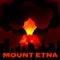 Eruption of Mount Etna in Sicily. Italy. Volcano on the background of the city, illustration
