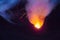 Eruption of the Stromboli volcano, Aeolian islands, Sicily, Italy