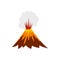Eruption of volcano icon, flat style