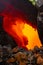 Eruption of Volcano Tolbachik, boiling magma flowing through lava tubes under the layer of solid lava, Kamchatka Peninsula, Russia