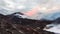 Eruption of volcano Tolbachik at sunset, Kamchatka Peninsula