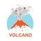 Eruption of a volcano, vector logo