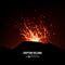 Eruption Volcano Vector. Thunderstorm Sparks. Big And Heavy Explosion From The Mountain. Spewing Glowing Red Hot Lava.