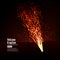 Eruption Volcano Vector. Thunderstorm Sparks. Big And Heavy Explosion From The Mountain. Spewing Glowing Red Hot Lava.