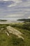 Eryri or Snowdonia heathland looking toward river estuary