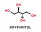 Erythritol chemical formula. Erythritol chemical molecular structure. Vector illustration