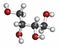 Erythritol non-caloric sweetener molecule. Atoms are represented as spheres with conventional color coding: hydrogen (white),