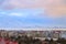 Erzurum cityscape to south part with snowy mountains in sunrise