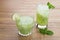 Es Timun Serut, a typical Indonesian drink made from shaved cucumber with syrup, lime and basil seeds.