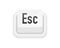 Esc white 3D button on white background. Computers particles keyboards. Vector illustration.