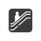 Escalator black glyph icon. Moving staircase which carries people between floors of a building. Pictogram for web page, mobile app