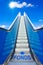 Escalator blue sky german text FONDS funds