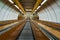 Escalator with no people in Prague underground metro station