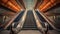 Escalator in the subway lobby in a big city, an urban concept, upward mobility