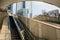 Escalators under circular skybridge in downtown Chengdu