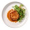 Escalope De Veau On A White Round Plate, French Dish. Generative AI