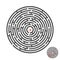 Escape circle labyrinth with entry and exit.vector game maze puzzle with solution.Num.01