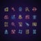 Escape room neon light icons set