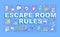 Escape room rules word concepts blue banner