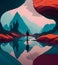 Escape to nature, Experimental Escapism: high contrast, surreal landscapes, AI-generated.