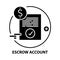 escrow account icon, black vector sign with editable strokes, concept illustration