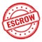 ESCROW text on red grungy vintage round stamp