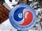 Esf ski school logo sign in french ecole de ski francais with snow background