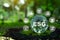 ESG Banner.ESG icon concept on tcrystal globe for environmental, social, and governance in sustainable and ethical business on the