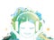 ESG and ECO friendly community with a girl listening the sound form the nature vector illustration graphic EPS 10