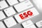 ESG - Environmental Social Governance acronym - evaluation of a firm’s collective consciousness for social and environmental