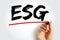 ESG - Environmental Social Governance acronym - evaluation of a firmâ€™s collective consciousness