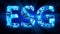 ESG shining blue digital cyber text, isolated - industrial 3D rendering