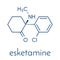 Esketamine antidepressant and anesthetic drug molecule. Skeletal formula.