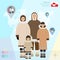 Eskimo family in national dress, vector illustration