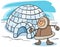 Eskimo with igloo cartoon illustration