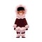 Eskimo, Inuit black haired boy in sheepskin warm winter clothes