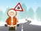 Eskimo with road signal danger snow