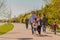 Eskisehir, Turkey - April 02, 2017: Family walking in the park.