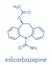 Eslicarbazepine acetate epilepsy drug molecule. Skeletal formula.