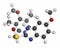 Esomeprazole peptic ulcer drug molecule (proton pump inhibitor). Atoms are represented as spheres with conventional color coding: