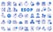 ESOP icon set in line design blue. Employee, Ownership, Stock, Plan, icon, Business, Investment, vector illustrations