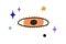 Esoteric evil eye with eyelashes in doodle style. Mystical spiritual eyeball watching. Sacred greek amulet among stars