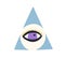 Esoteric evil eye with eyelashes. Magic spiritual eyeball inside mason pyramid. Abstract mystical masonic symbol in