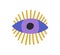 Esoteric evil eye with eyelashes. Mystical spiritual eyeball with pupil watching. Magic sacred design element in doodle