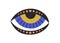 Esoteric evil eye with eyelids. Mystical sacred eyeball in doodle style. Magic spiritual symbol of luck. Flat vector