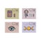 Esoteric Magic Postage Stamps. Hand Drawn Vector Illustration Icon Set