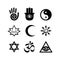 Esoteric and spiritual black and white icon set vector