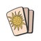 Esoteric tarot cards. Deck with magic occult sun celestial signs of major arcana for divination. Fortune telling, future