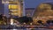 The Esplanade Theatres on the Bay in Singapore at dusk, with beautiful reflection in water day to night timelapse