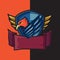 Esport gaming logo with the theme of blue winged red eagle